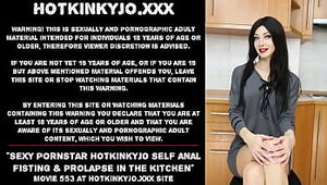 Splendid sex industry starlet Hotkinkyjo self rectal fisting & rosebud in the kitchen