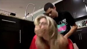 Young Son-in-law Pulverizes his Sizzling Mommy in the Kitchen