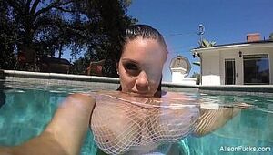 Alison Tyler swims and wanks in the pool