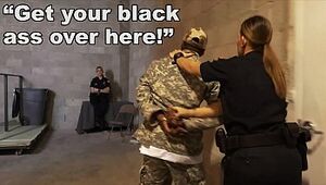 Dark-hued PATROL - Fake Soldier Gets Used As A Dark-hued Tear up Fucktoy By White Cops