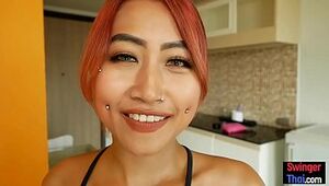 Hefty butt Thai amateur ultra-cutie deep throat and fine screwing